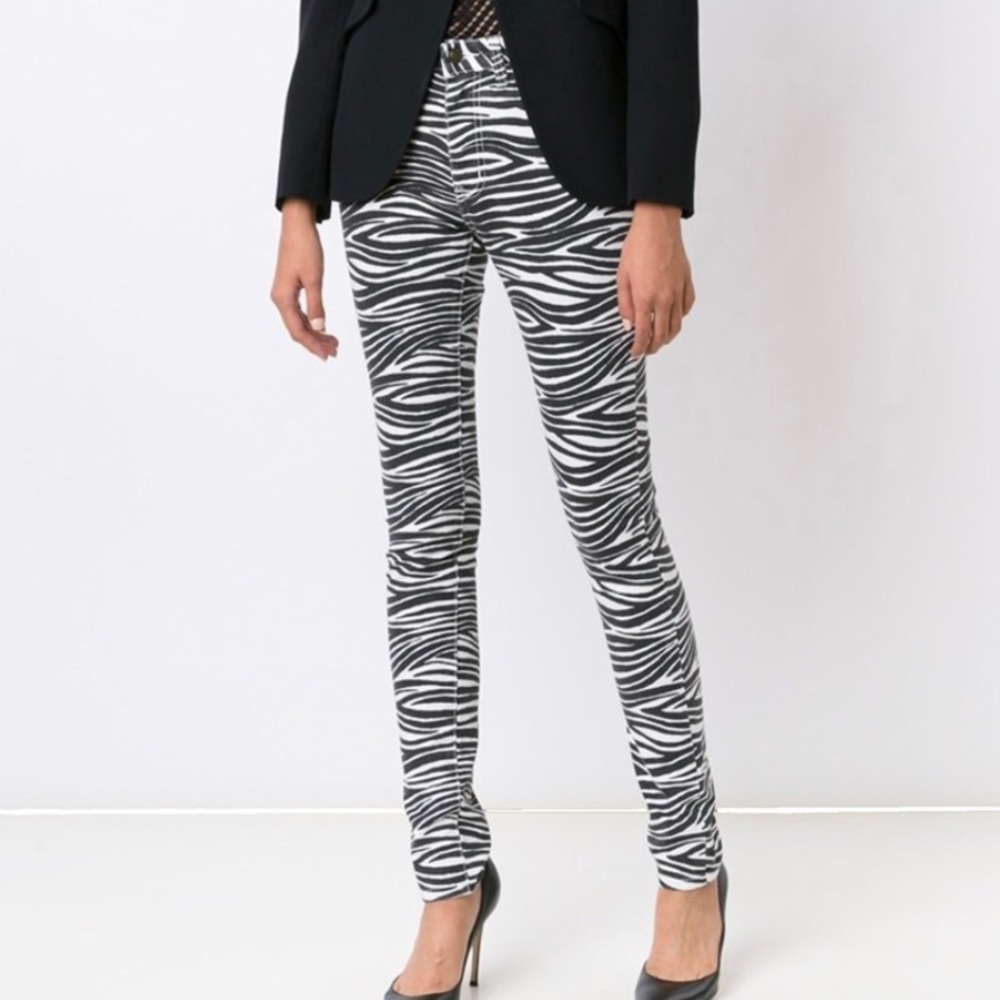 SAINT LAURENT High Waist Skinny Jeans! Zebra Print